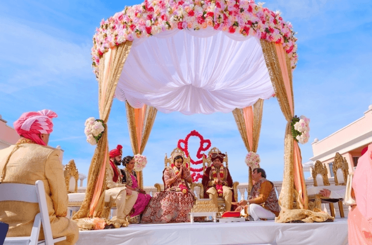 a couple during an Indian wedding ceremony 