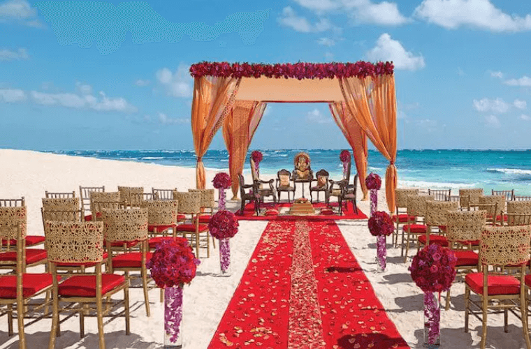 beach wedding venue set for an Indian wedding 