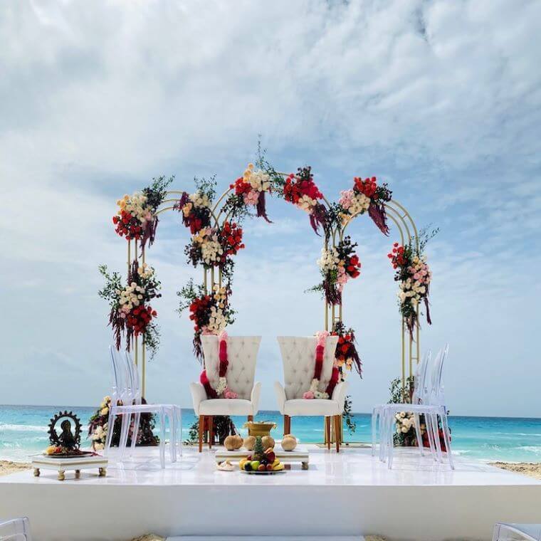 beach Indian wedding setup at Wyndham Alltra 