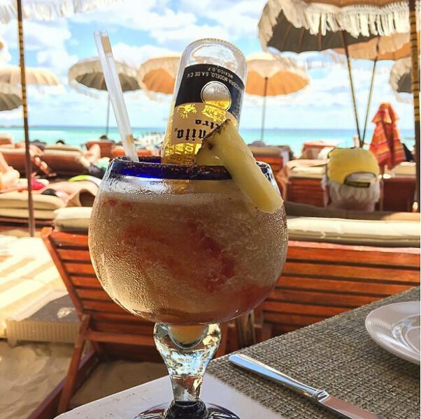 Drink at indigo beach club located in Playa del Carmen