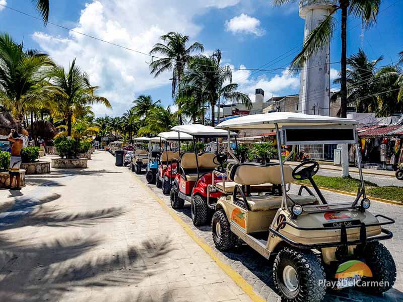 Isla Mujeres golf carts on street