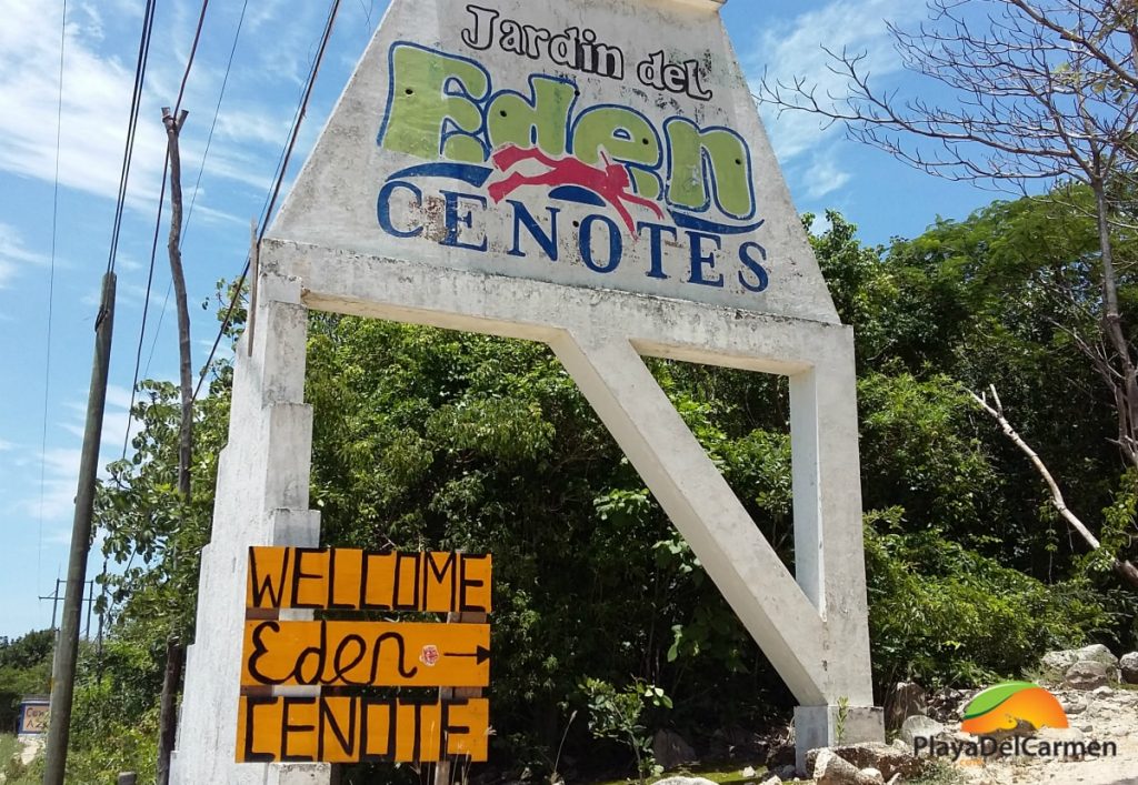 jardin del eden cenotes sign