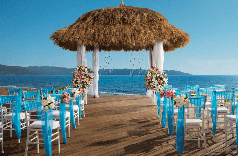 decorated wedding gazebo at Dreams Vallarta