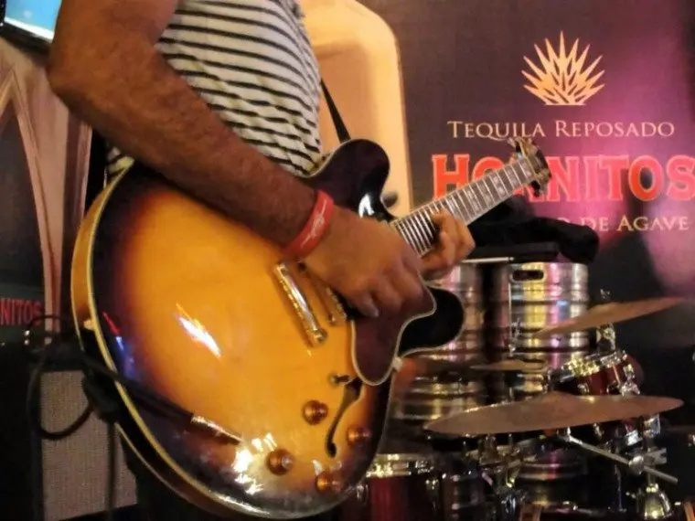 A guitarist plays a riff at La Choperia in Playa del Carmen