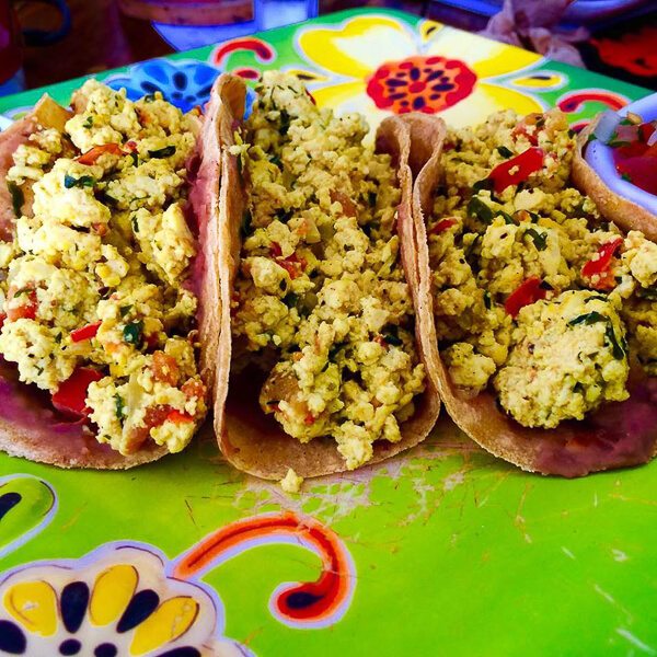 Tofu and chaya tacos at La Senda Playa del Carmen