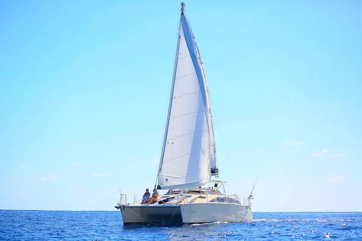 catamaran on the ocean in riviera maya