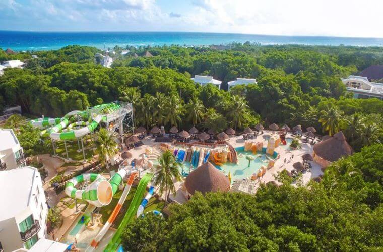 aerial view of the aqua park at Sandos Caracol