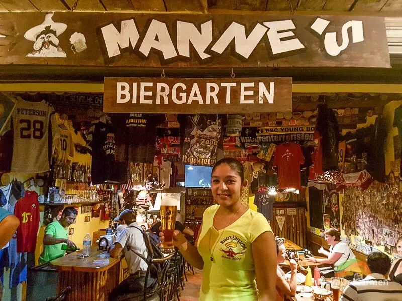 Waitress at Manne's Biergarten restaurant, located in Playa del Carmen