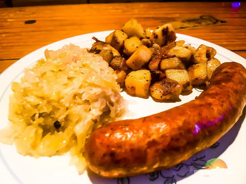Manne's Biergarten meal (sausage and potatoes)