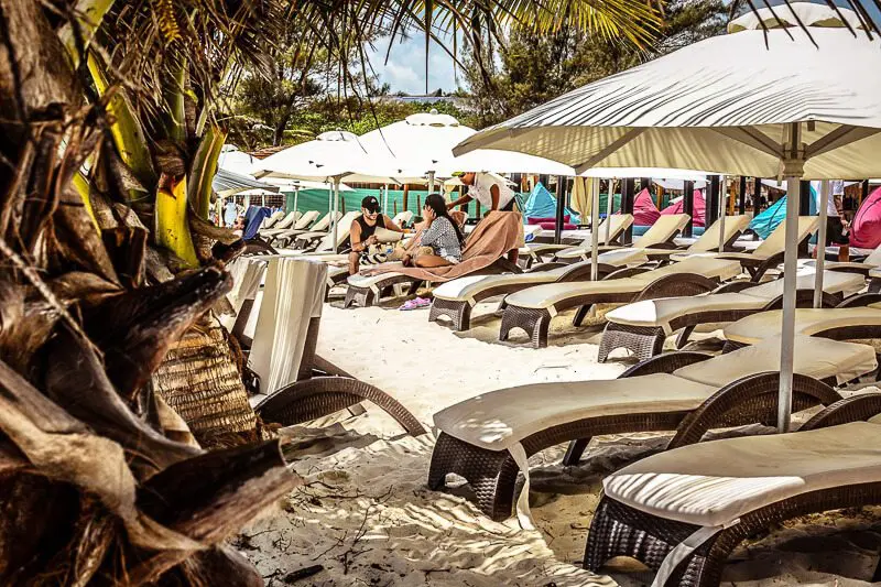 People relaxing at Martina beach club