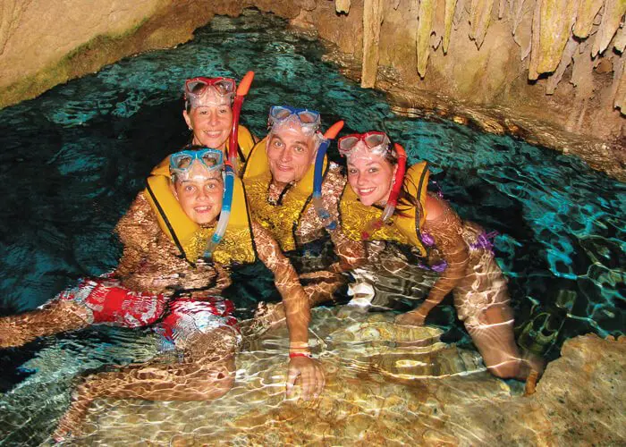 family in cenote