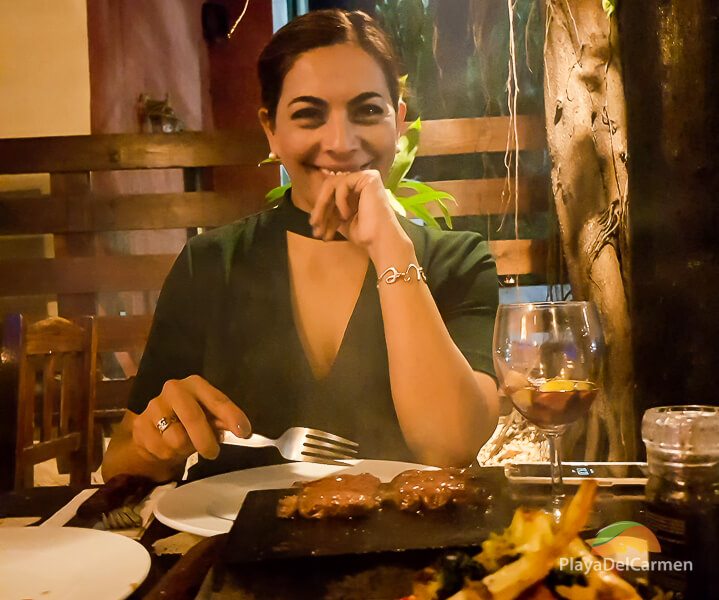 Person eating at Patanegra restaurant in Playa del carmen 