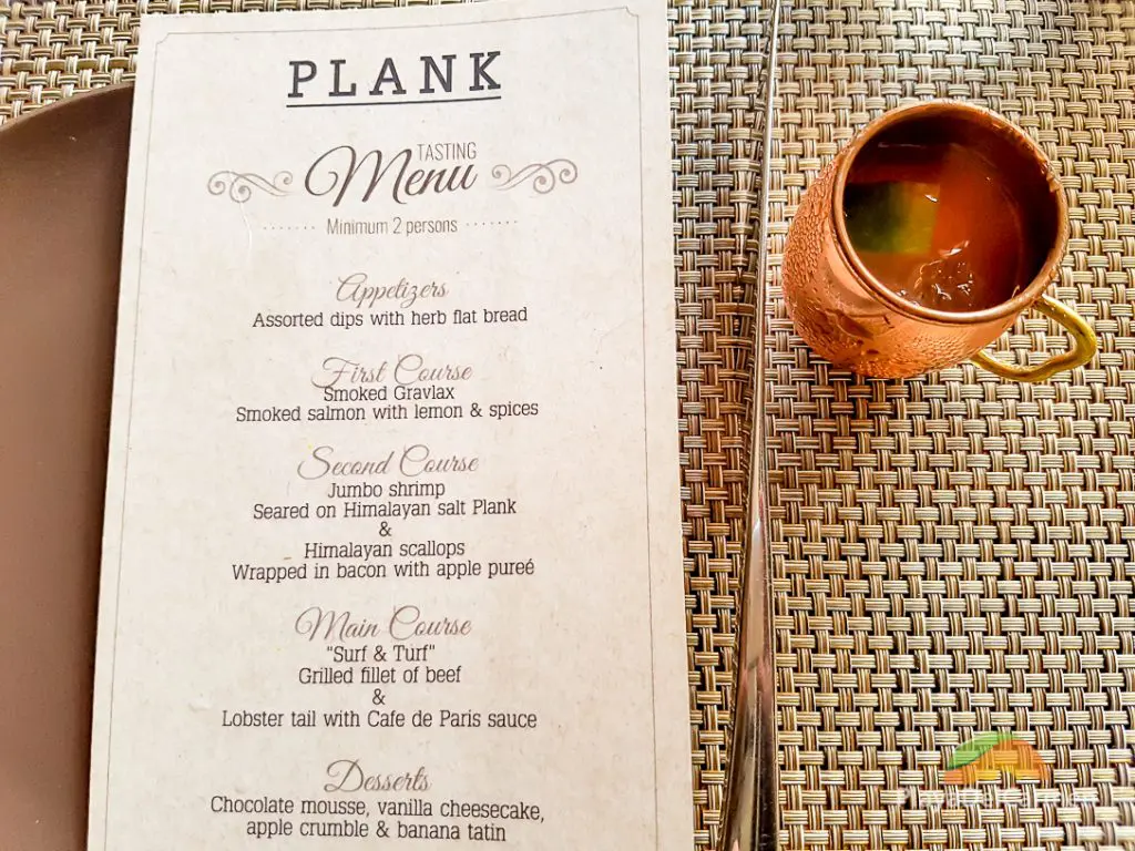 Plank restaurant Playa del Carmen menu