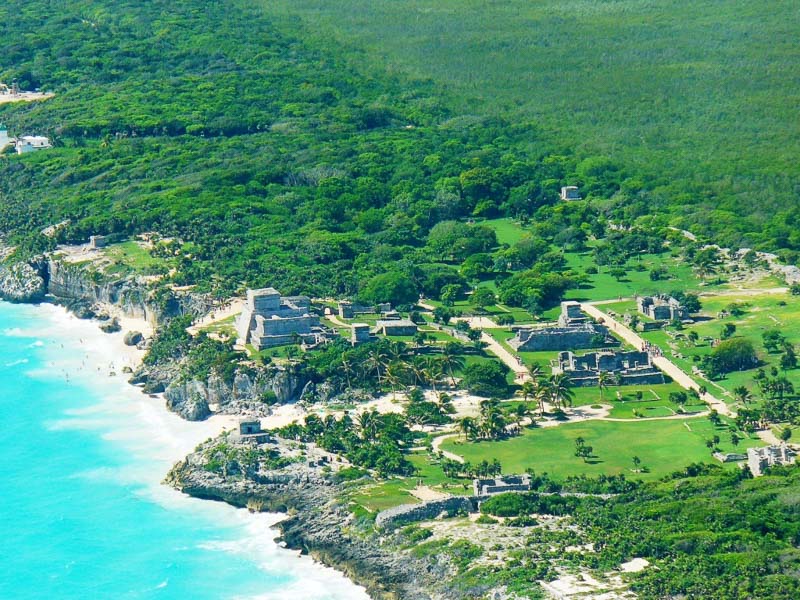 Tulum ruins aerial view