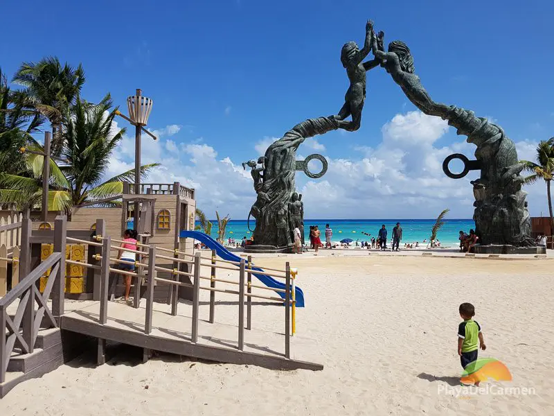 Kid on beach in playa del carmen