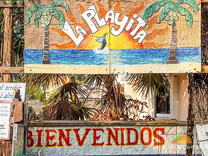 La Playita sign in puerto morelos