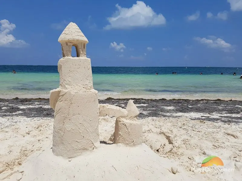 Sand castle in Puerto Morelos Mexico