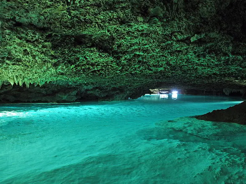 rio secreto riviera maya at night
