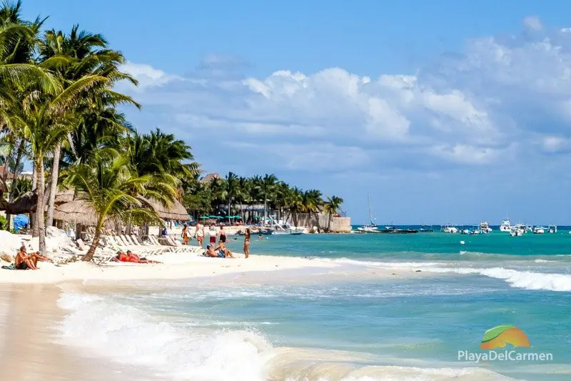 A Playa del Carmen beach on a sunny day