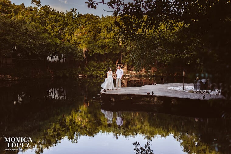 Sandos Caracol Cenote deck wedding