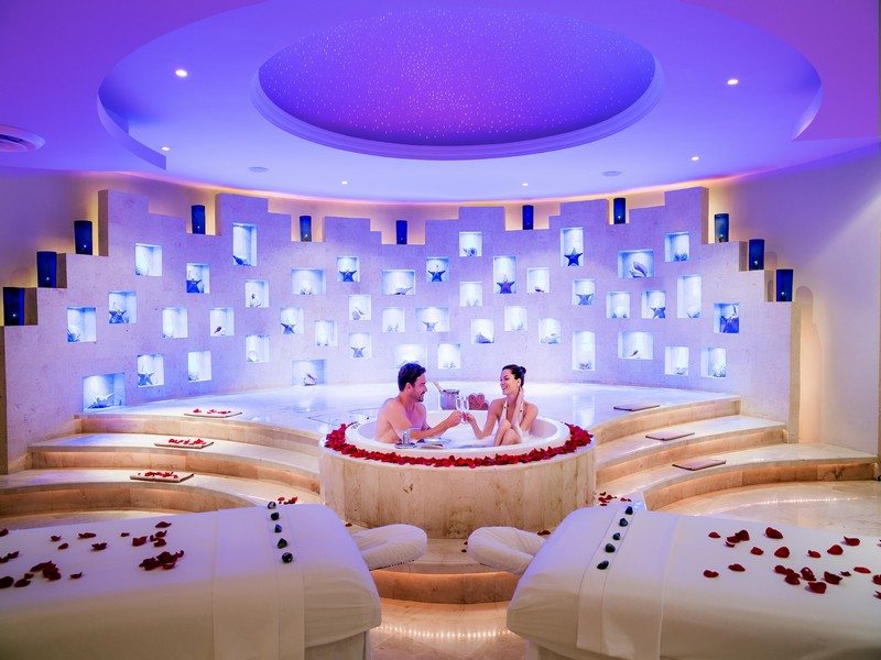 Couple in Jacuzzi Spa at hotel