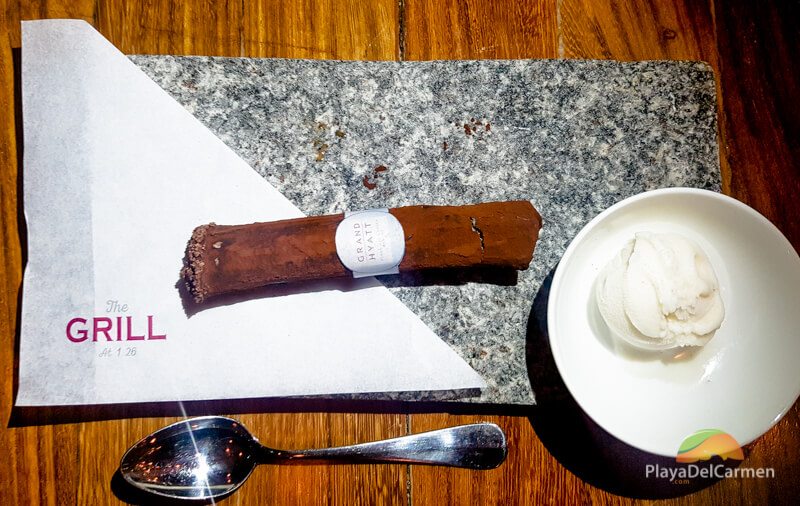 Chocolate cigar at The Grill 1 26 in Playa del Carmen