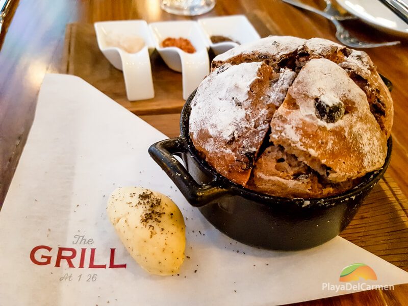 Housemade bread at The Grill 1 26 in Playa del Carmen