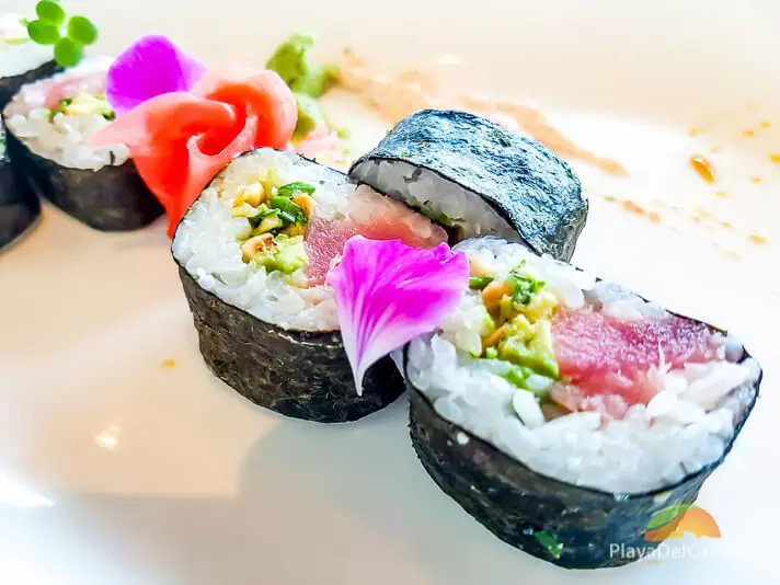 A plate of sushi at Royal Playa del Carmen restaurant Asiana