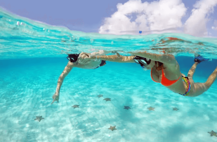 two people snorkeling in Cozumel 
