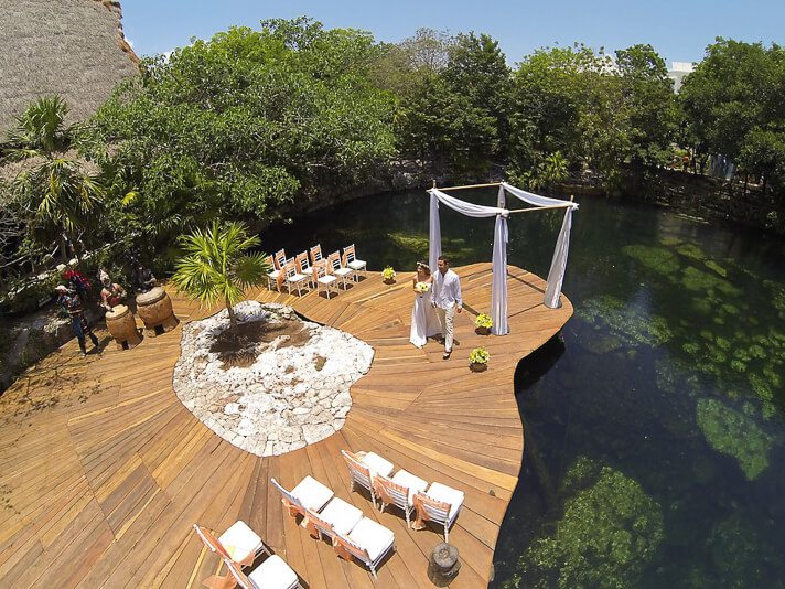 A couple celebrating a Playa del Carmen wedding at Sandos Caracol