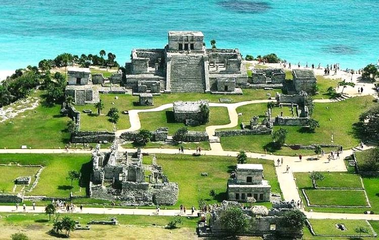 tulum ruins aerial view