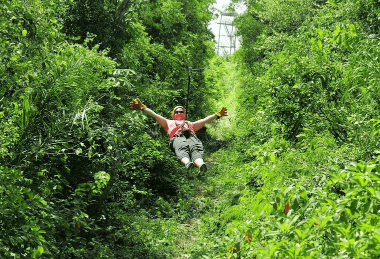 Linda enjoying Tulum xtreme tour