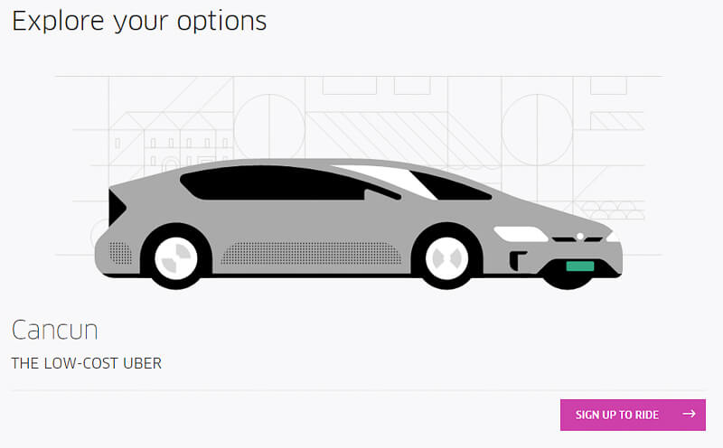 Uber Cancun sign up to ride banner