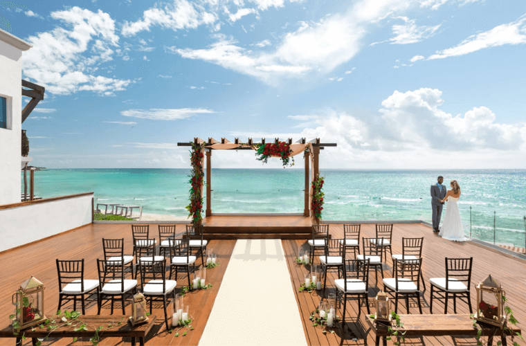 Infinity Deck wedding venue set up at Hilton Playa Del Carmen 