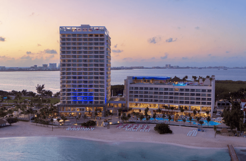 beachside view of Breathless Cancun South Resort & Spa