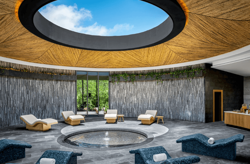 circular spa area at Conrad Tulum Riviera Maya with treatment beds positioned around the center 