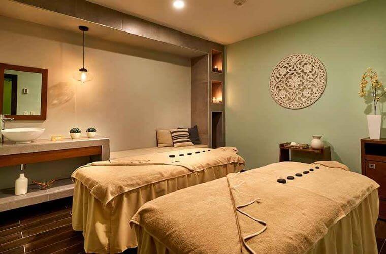 treatment room at Renova Spa with two treatment beds