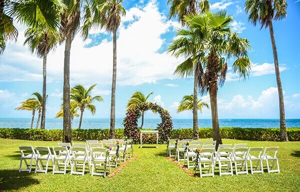 garden at Riu Palace Peninsula set up for a wedding 