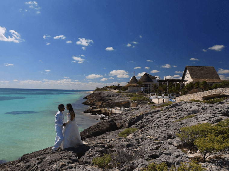 cliff wedding in Tulum