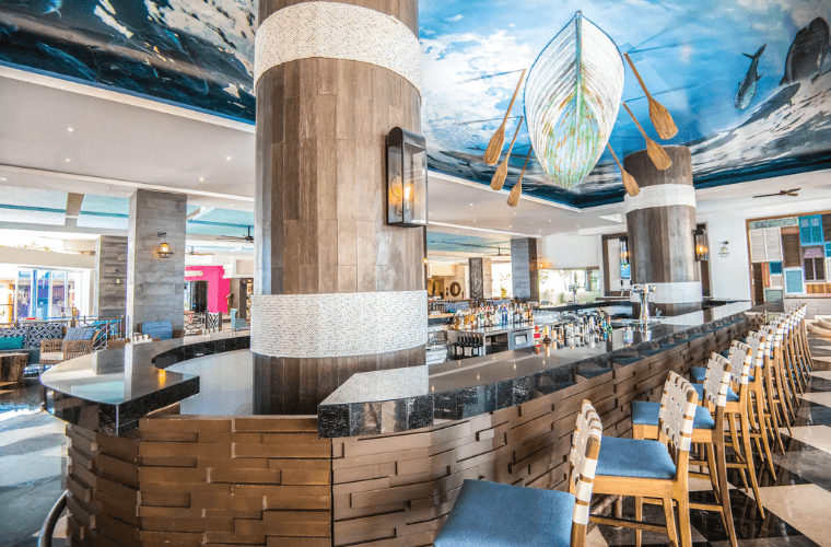 interior of one of the bars at Wyndham Alltra Cancun 