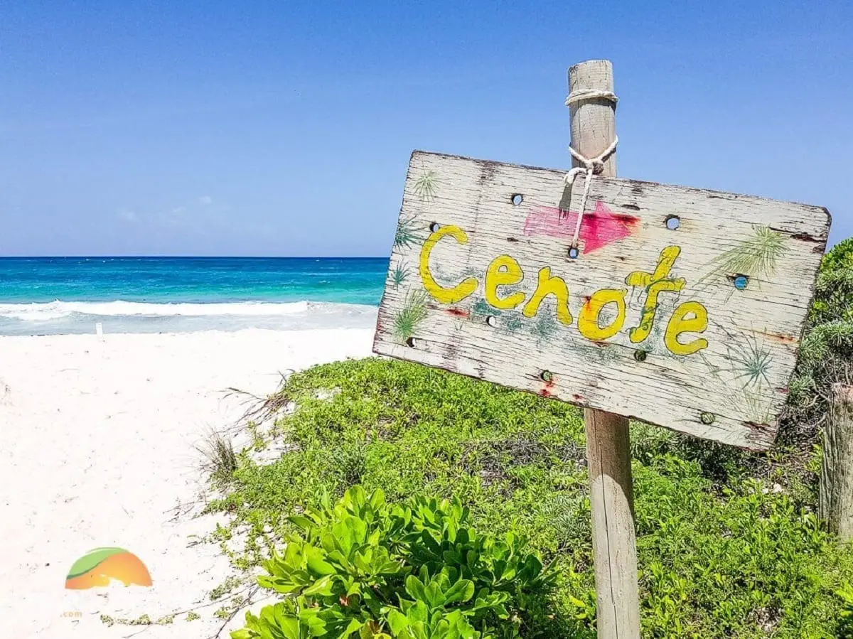Cenote sign by the Playa del Carmen beach