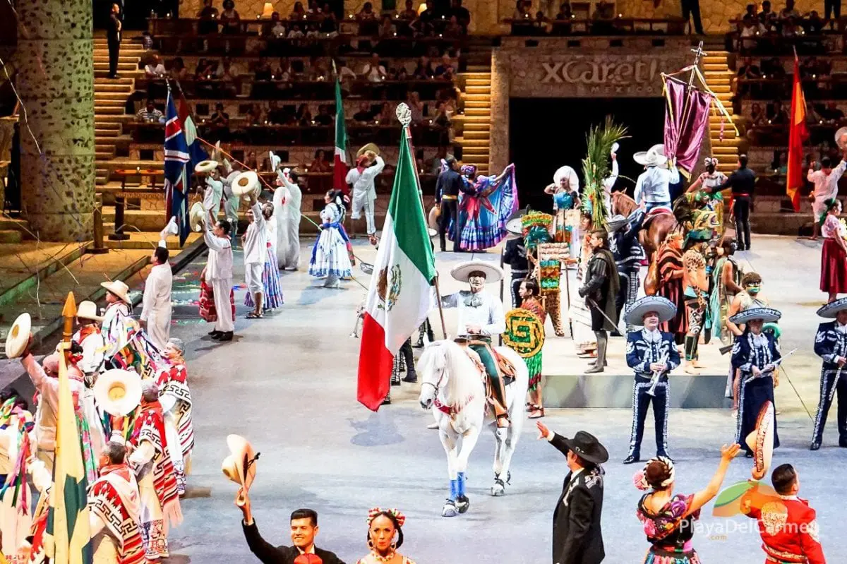 People performing at Spectacular Mexico at Xcaret