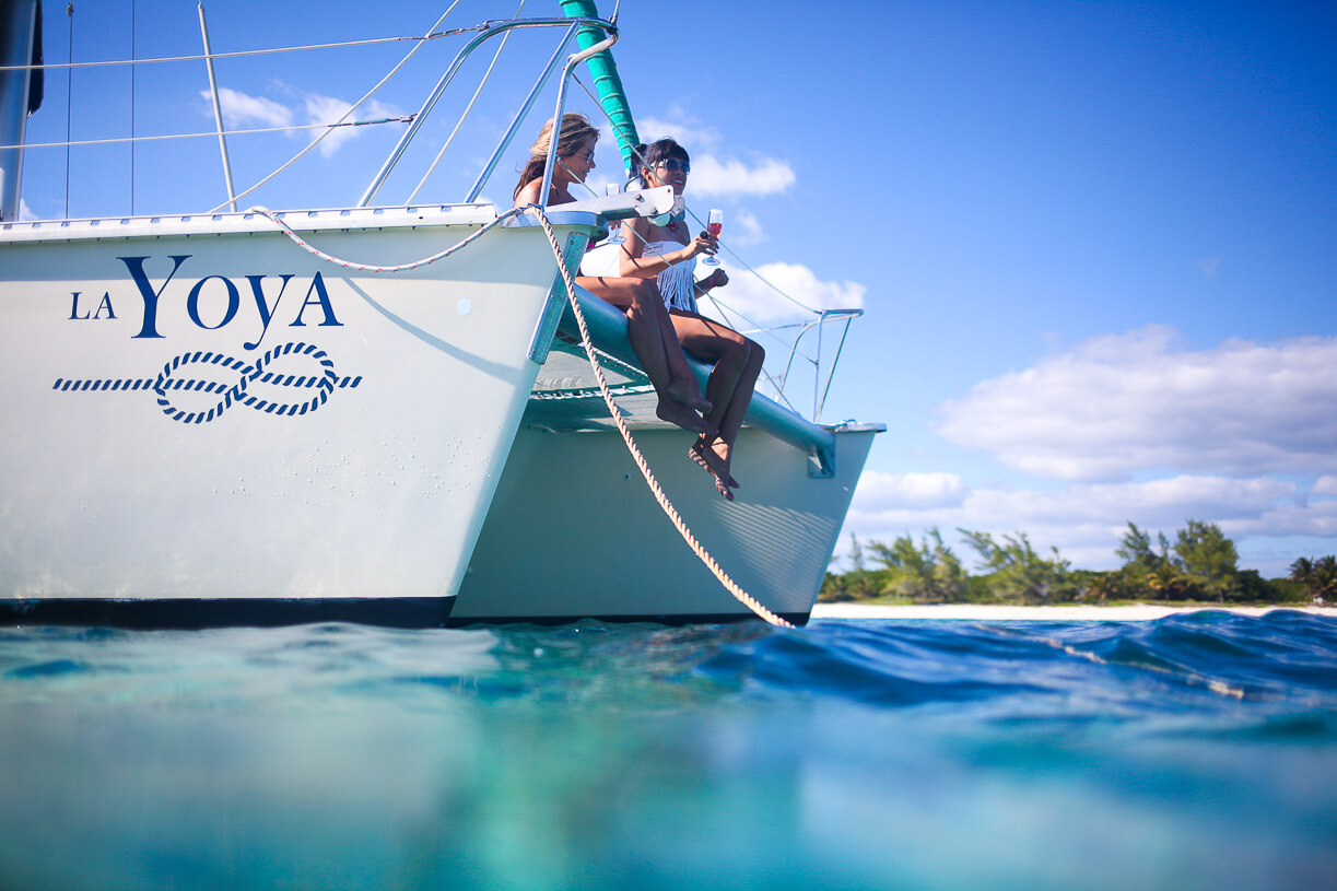 luxury catamaran and snorkel